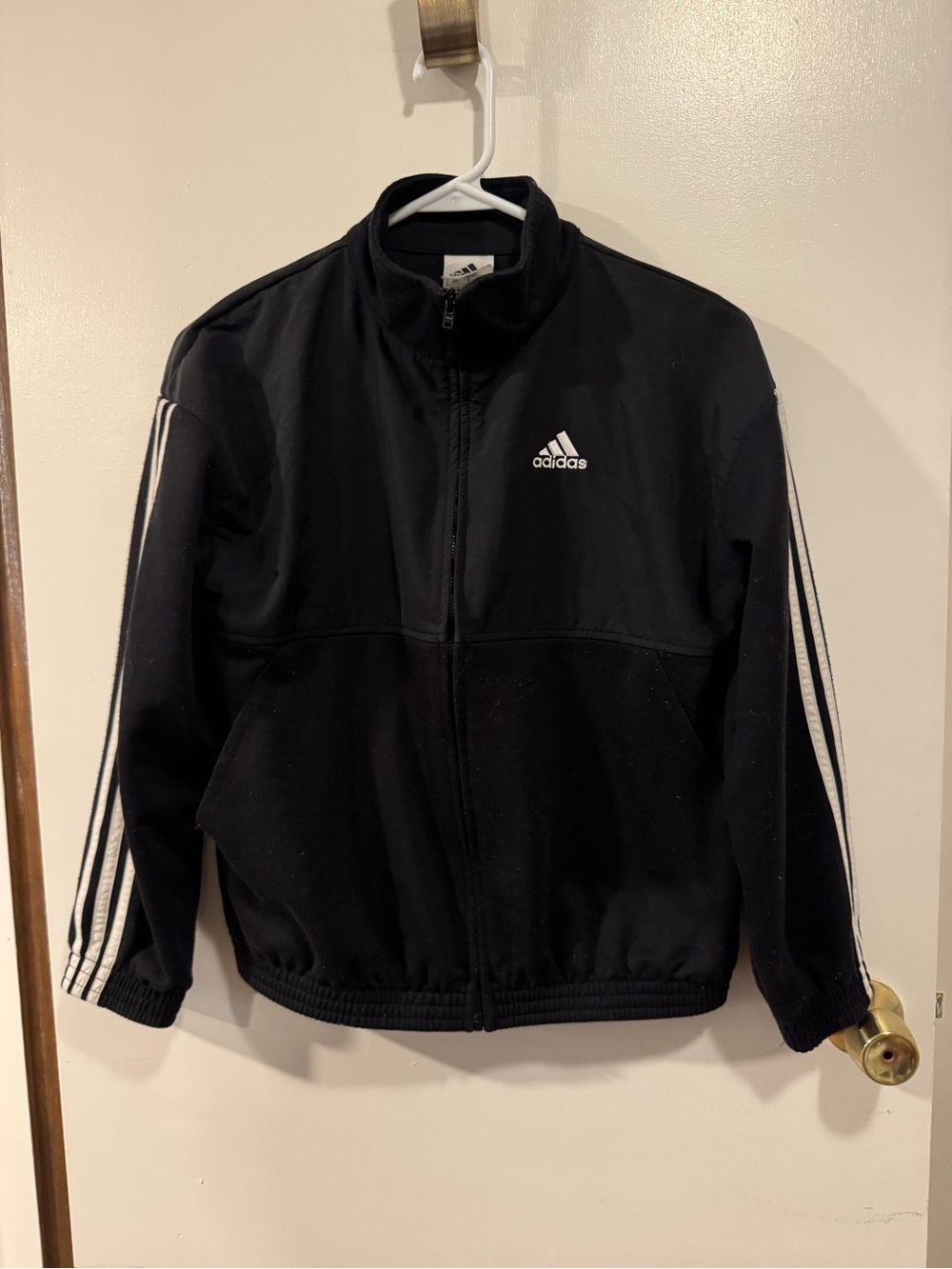 Classic Black Adidas Boys Track Jacket Coat Size Medium